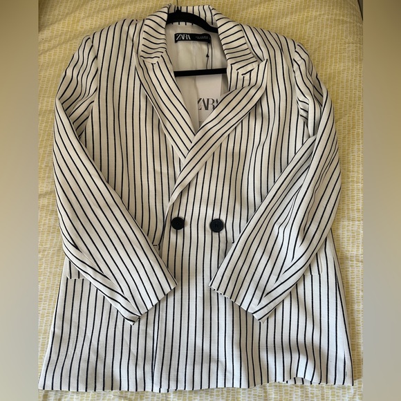 ZARA WOMEN OVERSIZED STRIPED SUIT ( BLAZER + PANTS) 3455/543 NWT - Picture 5 of 6